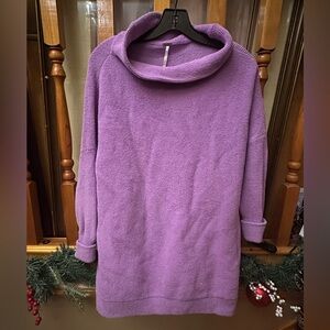 Free People Lavender Oversized Cowl Neck Knit Sweater